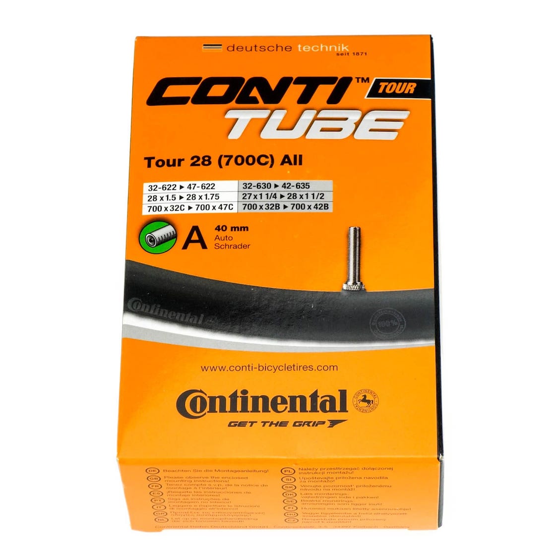 2 x Continental Fahrrad Schlauch Tour 28 all 1 1/4-1.75 Zoll 32/47-622/635 AV