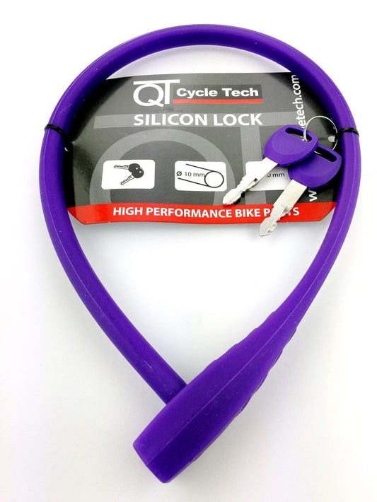 Fahrrad Schloss Kabel purple lila 10 x 600 mm Silikon Überzug 2 Schlüssel