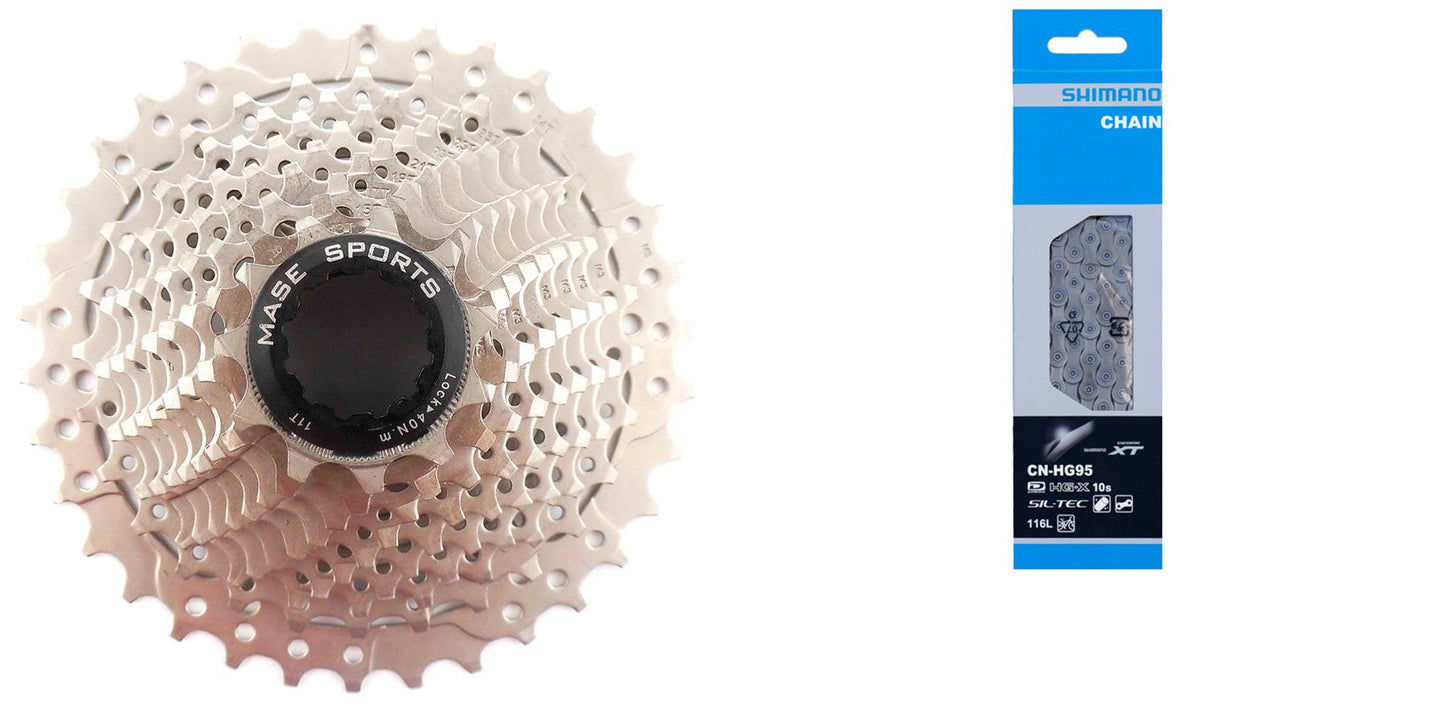 Fahrrad Verschleißset Kassette MASE Sports 10 Speed 11-34 Kette Shimano HG95