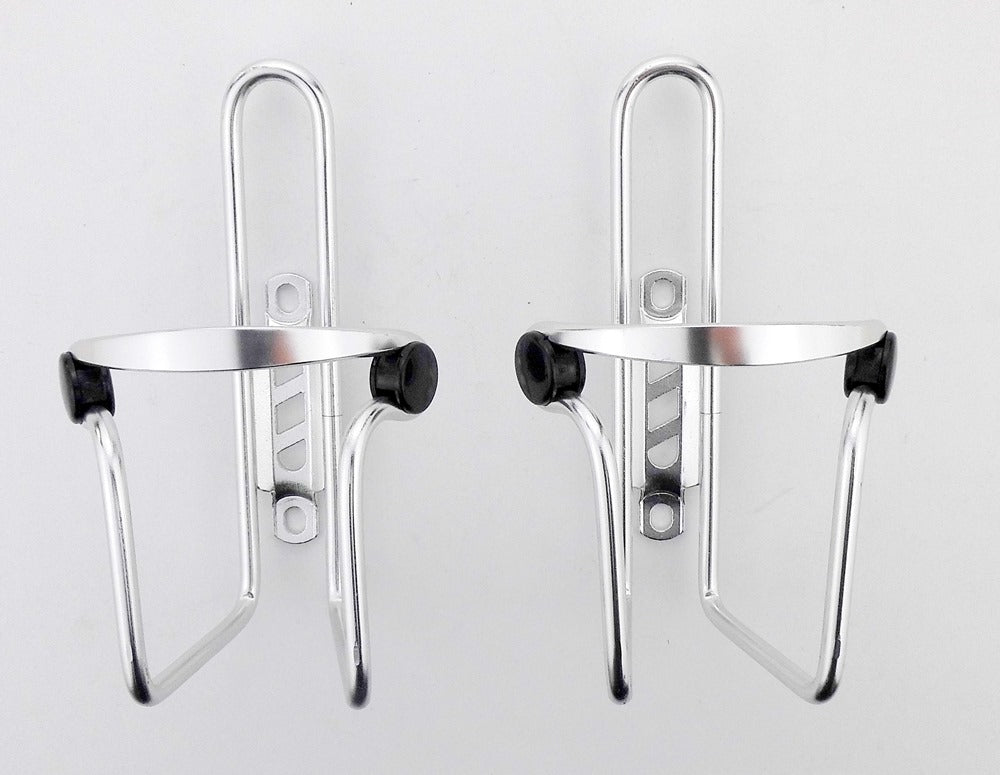 2x Fahrrad Flaschenhalter M-Wave Alu Knopf silber