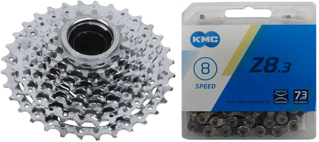 Fahrrad Verschleißset Schraubkranz SunRace 8 Gang 13-32 Kette KMC Z8