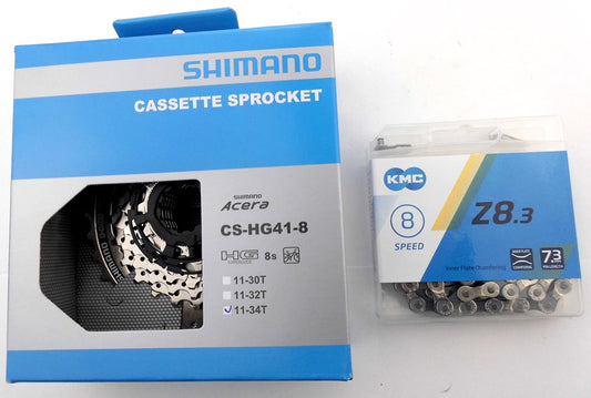 Fahrrad Verschleißset Kassette Shimano CS-HG41 8-fach Kette KMC Z8.3