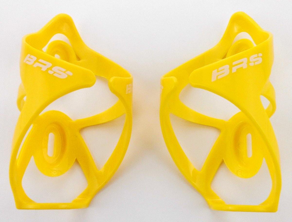 2x Fahrrad BRS Trinkflaschenhalter MTB Rennrad Gelb Kunststoff vorne offen